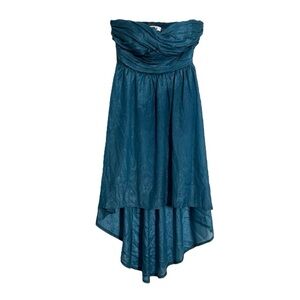 Mooloola Teal Strapless Ruched High-Low Shimmer Dress Y2K Vintage Size 8